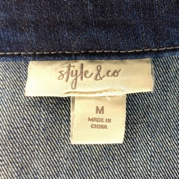 Style & Co Denim Jean Jacket | EUC | Embroidered Back - Picture 4 of 15